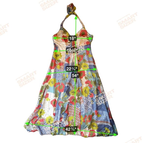 Monsoon Halterneck Maxi Dress Womens Size L‎ Silk Floral Flowy Y2K Empire Waist - Picture 2 of 7